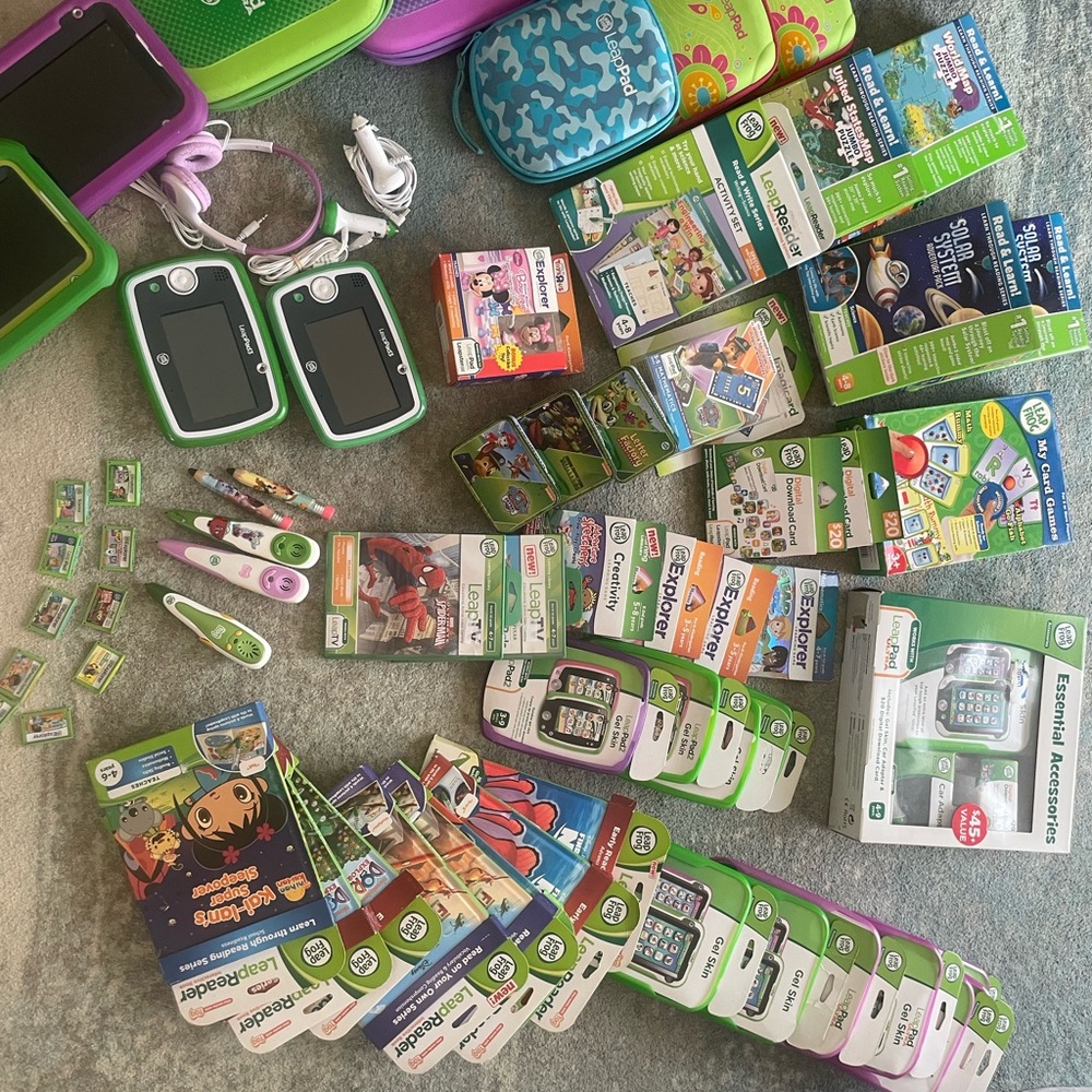 Lot of Leap Frog Learning games, tablets, books etc.